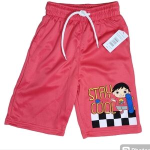 Ryans World Graphic Print Red Acivewear Shorts Elastic Waist  Boys Size 7 NWT